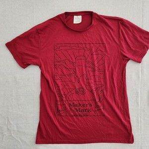 Makers Mark Shirt Mens Large Red Short Sleeve Pullover Cotton Graphic Spell Out